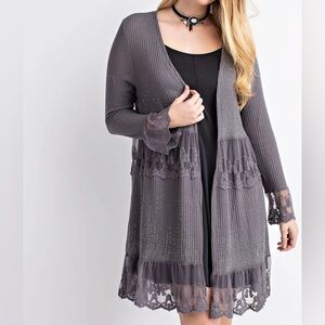 Vocal Gray Textured Cardigan